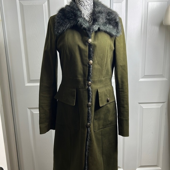 RACHEL Rachel Roy Jackets & Blazers - Rachel Rachel Roy Green Fuzzy Button Down Coat M Missing Button